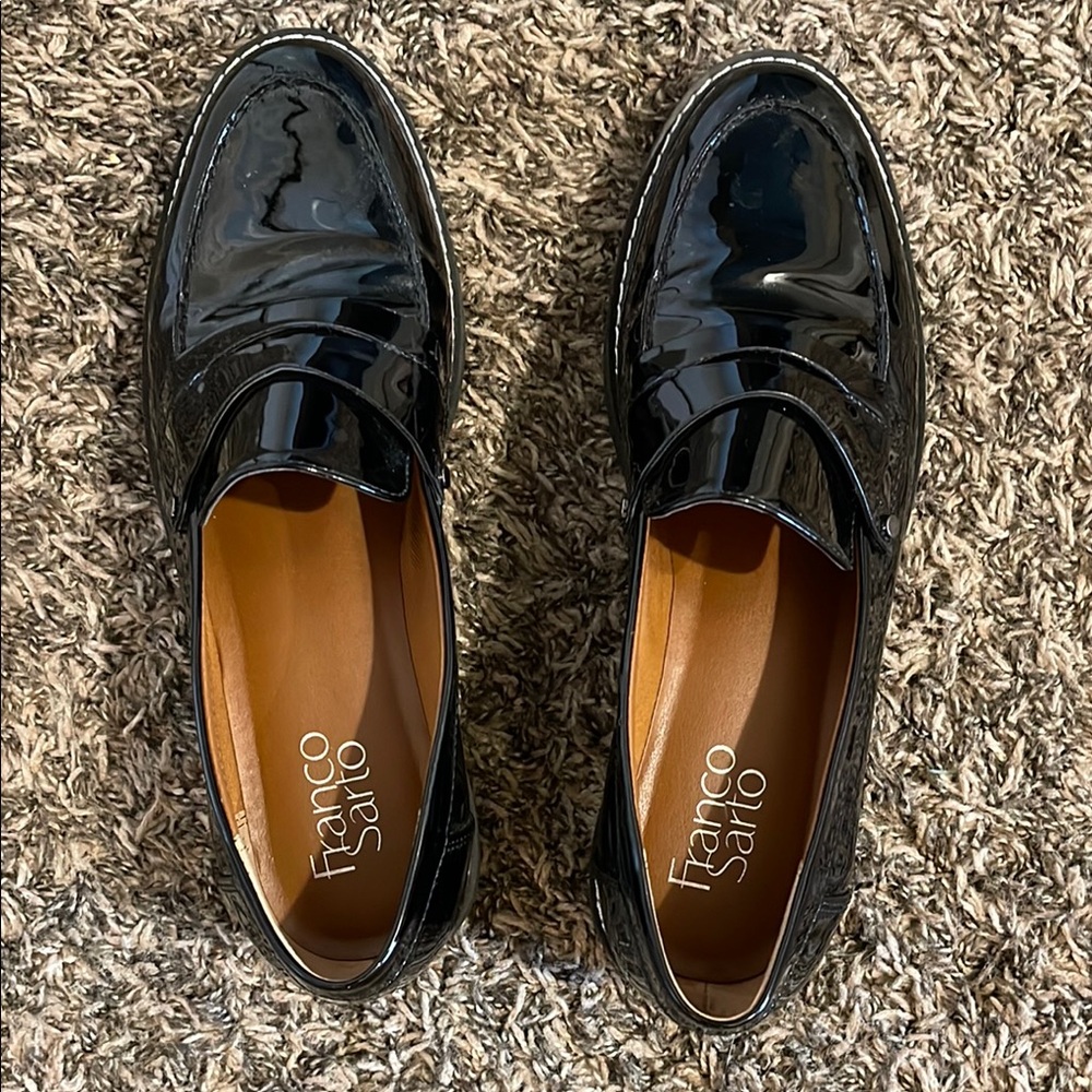 Franco Sarto Black Flats with Patent Leather Finish